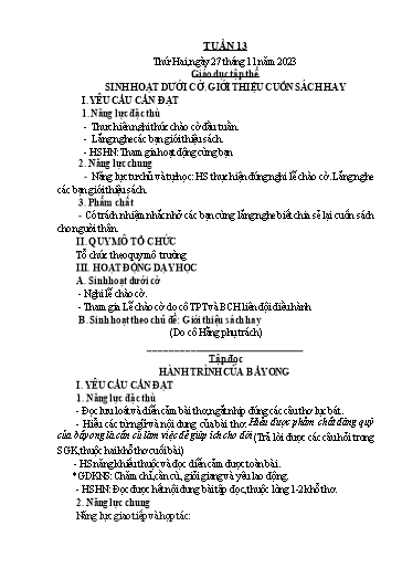 Kế hoạch bài dạy Lớp 5 - Tuần 13 - Năm học 2023-2024 - Hoàng Xuân Bách