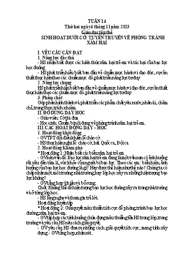 Kế hoạch bài dạy Lớp 5 - Tuần 14 - Năm học 2023-2024 - Hoàng Thị Trang