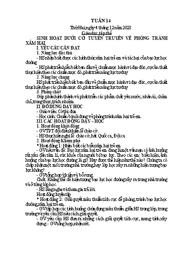 Kế hoạch bài dạy Lớp 5 - Tuần 14 - Năm học 2023-2024 - Hoàng Xuân Bách