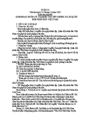 Kế hoạch bài dạy Lớp 5 - Tuần 15 - Năm học 2023-2024 - Hoàng Thị Trang