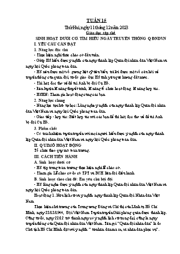 Kế hoạch bài dạy Lớp 5 - Tuần 15 - Năm học 2023-2024 - Hoàng Xuân Bách