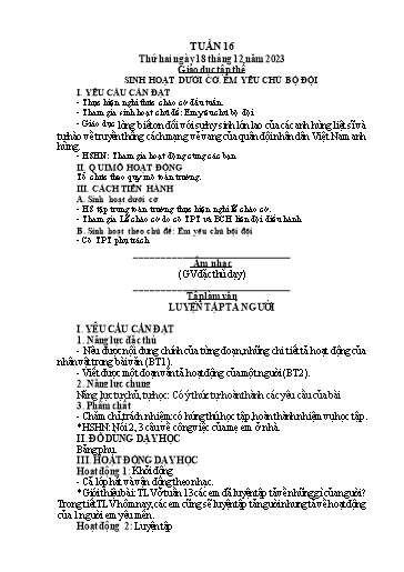 Kế hoạch bài dạy Lớp 5 - Tuần 16 - Năm học 2023-2024 - Hoàng Thị Trang