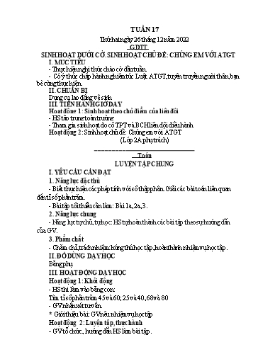 Kế hoạch bài dạy Lớp 5 - Tuần 17 - Năm học 2022-2023 - Hoàng Xuân Bách