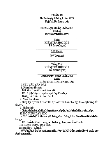 Kế hoạch bài dạy Lớp 5 - Tuần 18 - Năm học 2022-2023 - Hoàng Xuân Bách