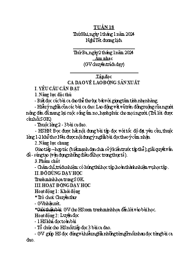 Kế hoạch bài dạy Lớp 5 - Tuần 18 - Năm học 2023-2024 - Hoàng Xuân Bách