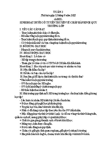 Kế hoạch bài dạy Lớp 5 - Tuần 2 - Năm học 2022-2023 - Hoàng Xuân Bách