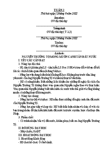 Kế hoạch bài dạy Lớp 5 - Tuần 2 - Năm học 2022-2023 - Hoàng Xuân Bách (tiếp theo)