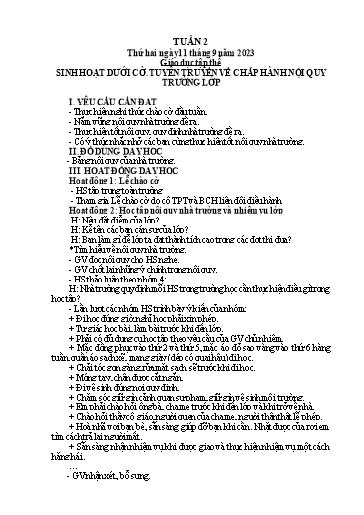 Kế hoạch bài dạy Lớp 5 - Tuần 2 - Năm học 2023-2024 - Hoàng Thị Trang