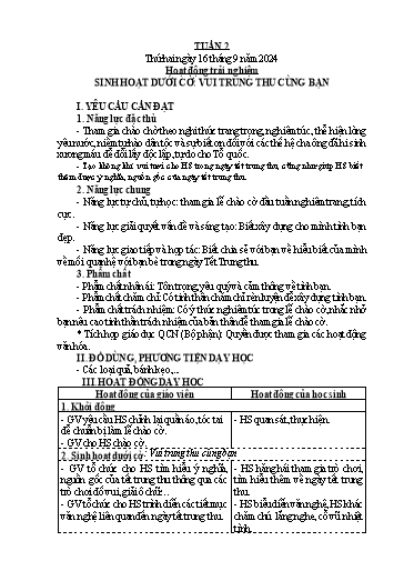 Kế hoạch bài dạy Lớp 5 - Tuần 2 - Năm học 2024-2025 - Hoàng Thị Trang