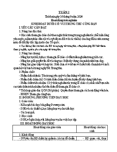 Kế hoạch bài dạy Lớp 5 - Tuần 2 - Năm học 2024-2025 - Hoàng Xuân Bách