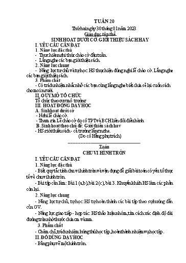 Kế hoạch bài dạy Lớp 5 - Tuần 20 - Năm học 2022-2023 - Hoàng Xuân Bách