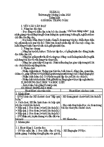 Kế hoạch bài dạy Lớp 5 - Tuần 21 - Năm học 2024-2025 - Hoàng Thị Trang