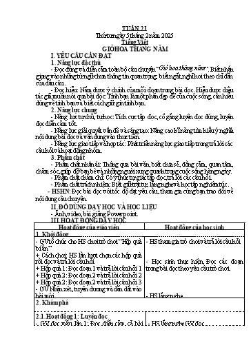 Kế hoạch bài dạy Lớp 5 - Tuần 21 - Năm học 2024-2025 - Hoàng Xuân Bách