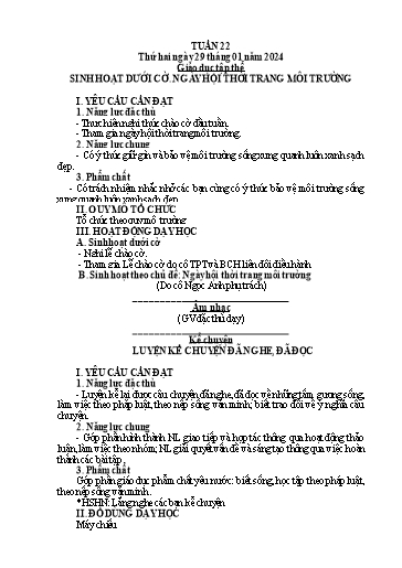 Kế hoạch bài dạy Lớp 5 - Tuần 22 - Năm học 2023-2024 - Hoàng Thị Trang