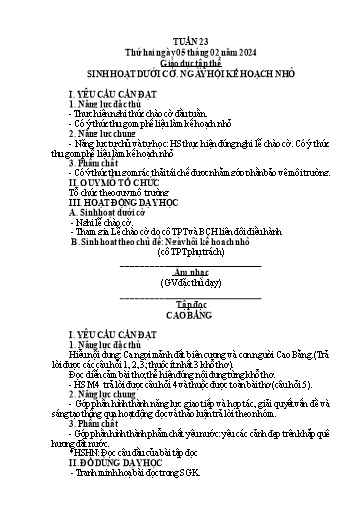 Kế hoạch bài dạy Lớp 5 - Tuần 23 - Năm học 2023-2024 - Hoàng Thị Trang
