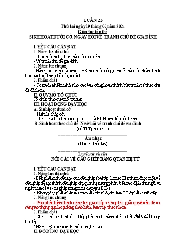 Kế hoạch bài dạy Lớp 5 - Tuần 23 - Năm học 2023-2024 - Hoàng Thị Trang (tiếp theo)