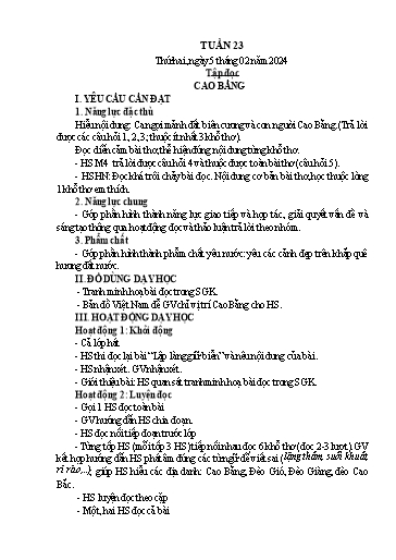 Kế hoạch bài dạy Lớp 5 - Tuần 23 - Năm học 2023-2024 - Hoàng Xuân Bách