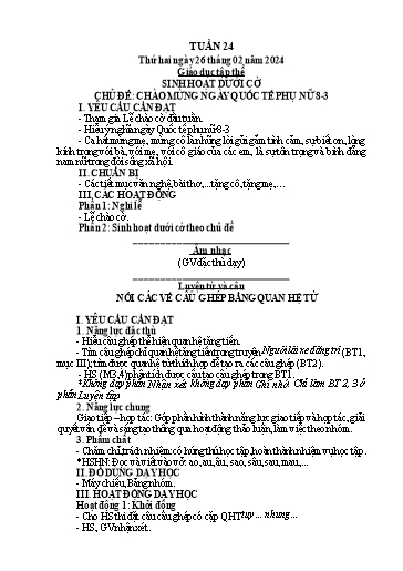 Kế hoạch bài dạy Lớp 5 - Tuần 24 - Năm học 2023-2024 - Hoàng Thị Trang