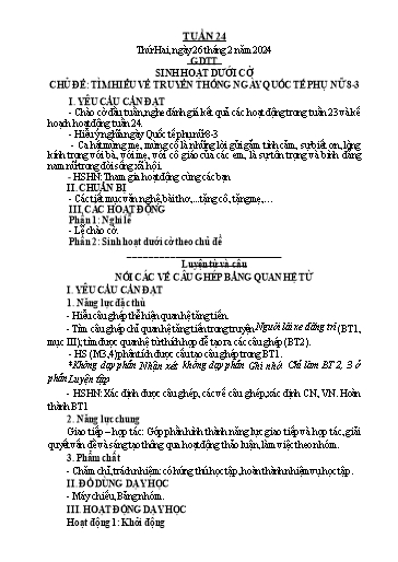 Kế hoạch bài dạy Lớp 5 - Tuần 24 - Năm học 2023-2024 - Hoàng Xuân Bách (tiếp theo)