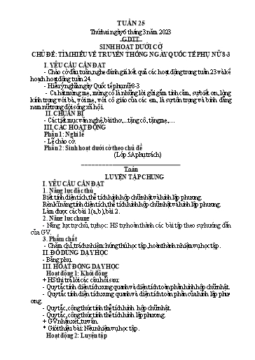 Kế hoạch bài dạy Lớp 5 - Tuần 25 - Năm học 2022-2023 - Hoàng Xuân Bách