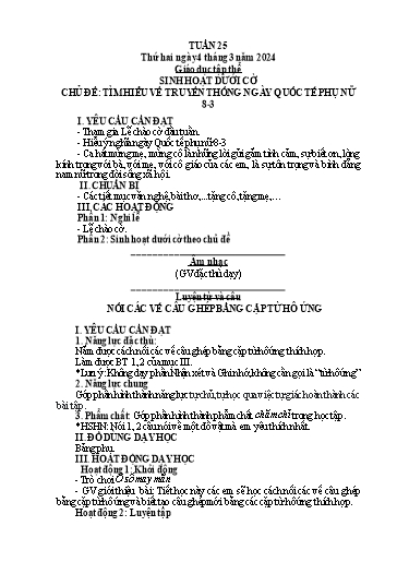 Kế hoạch bài dạy Lớp 5 - Tuần 25 - Năm học 2023-2024 - Hoàng Thị Trang