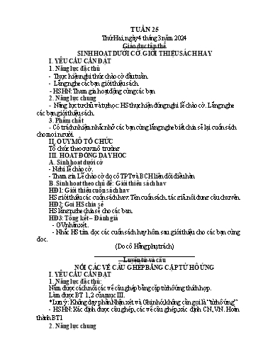 Kế hoạch bài dạy Lớp 5 - Tuần 25 - Năm học 2023-2024 - Hoàng Xuân Bách