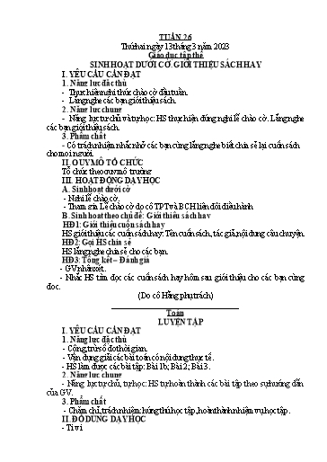 Kế hoạch bài dạy Lớp 5 - Tuần 26 - Năm học 2022-2023 - Hoàng Xuân Bách