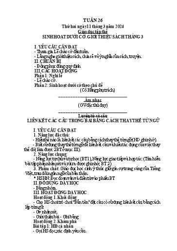 Kế hoạch bài dạy Lớp 5 - Tuần 26 - Năm học 2023-2024 - Hoàng Thị Trang