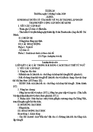 Kế hoạch bài dạy Lớp 5 - Tuần 26 - Năm học 2023-2024 - Hoàng Xuân Bách