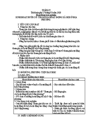 Kế hoạch bài dạy Lớp 5 - Tuần 27 - Năm học 2024-2025 - Hoàng Thị Trang