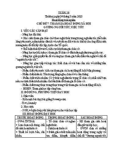 Kế hoạch bài dạy Lớp 5 - Tuần 28 - Năm học 2024-2025 - Hoàng Xuân Bách