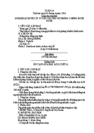 Kế hoạch bài dạy Lớp 5 - Tuần 29 - Năm học 2023-2024 - Hoàng Thị Trang