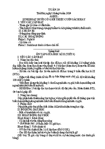 Kế hoạch bài dạy Lớp 5 - Tuần 29 - Năm học 2023-2024 - Hoàng Xuân Bách