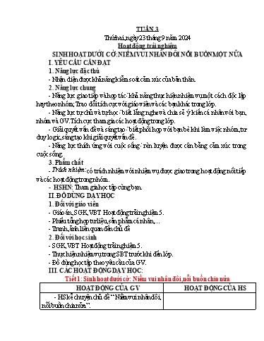 Kế hoạch bài dạy Lớp 5 - Tuần 3 - Năm học 2024-2025 - Hoàng Xuân Bách