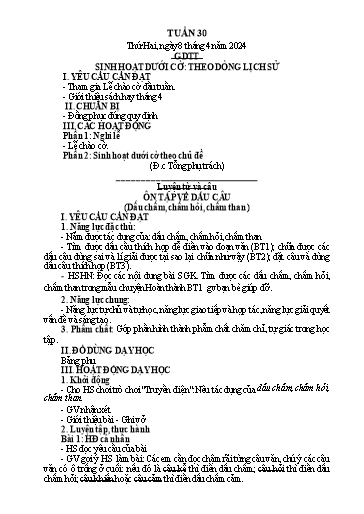 Kế hoạch bài dạy Lớp 5 - Tuần 30 - Năm học 2023-2024 - Hoàng Xuân Bách