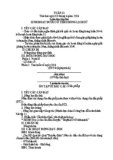 Kế hoạch bài dạy Lớp 5 - Tuần 31 - Năm học 2023-2024 - Hoàng Thị Trang
