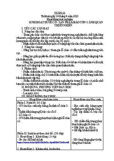Kế hoạch bài dạy Lớp 5 - Tuần 31 - Năm học 2024-2025 - Hoàng Thị Trang