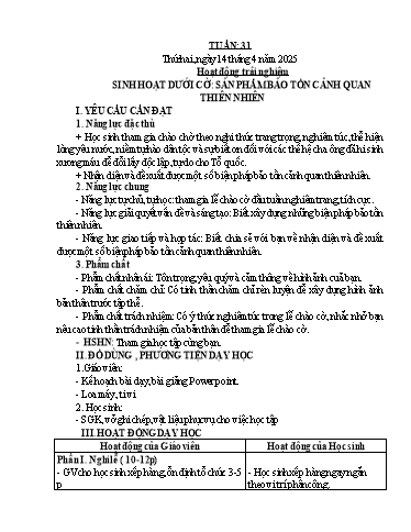 Kế hoạch bài dạy Lớp 5 - Tuần 31 - Năm học 2024-2025 - Hoàng Xuân Bách