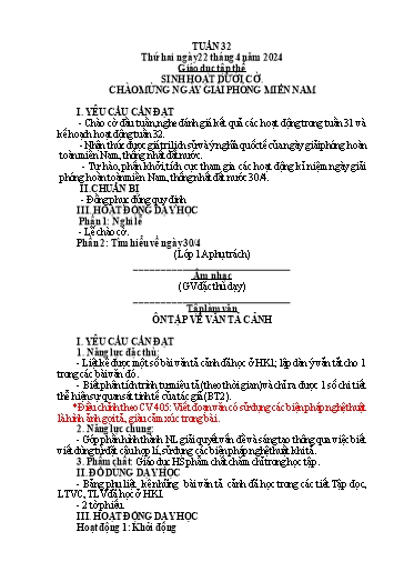 Kế hoạch bài dạy Lớp 5 - Tuần 32 - Năm học 2023-2024 - Hoàng Thị Trang