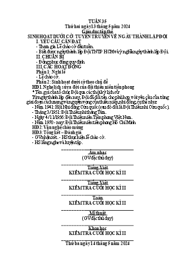 Kế hoạch bài dạy Lớp 5 - Tuần 35 - Năm học 2023-2024 - Hoàng Thị Trang