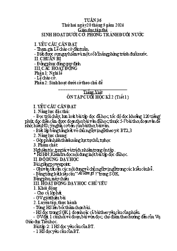 Kế hoạch bài dạy Lớp 5 - Tuần 36 - Năm học 2023-2024 - Hoàng Thị Trang
