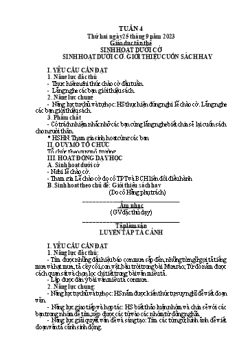 Kế hoạch bài dạy Lớp 5 - Tuần 4 - Năm học 2023-2024 - Hoàng Thị Trang