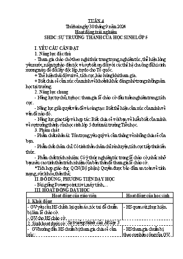 Kế hoạch bài dạy Lớp 5 - Tuần 4 - Năm học 2024-2025 - Hoàng Thị Trang