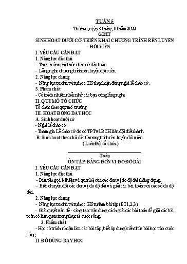 Kế hoạch bài dạy Lớp 5 - Tuần 5 - Năm học 2022-2023 - Hoàng Xuân Bách