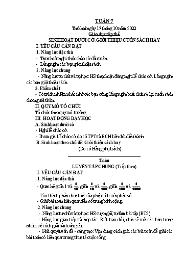 Kế hoạch bài dạy Lớp 5 - Tuần 7 - Năm học 2022-2023 - Hoàng Xuân Bách
