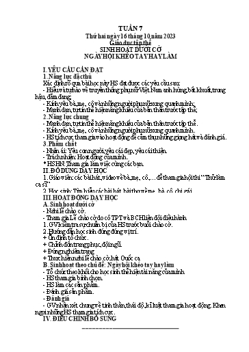 Kế hoạch bài dạy Lớp 5 - Tuần 7 - Năm học 2023-2024 - Hoàng Thị Trang