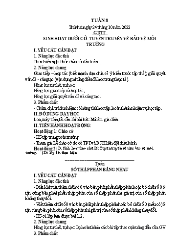 Kế hoạch bài dạy Lớp 5 - Tuần 8 - Năm học 2022-2023 - Hoàng Xuân Bách