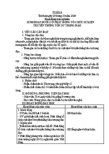 Kế hoạch bài dạy Lớp 5 - Tuần 8 - Năm học 2024-2025 - Hoàng Thị Trang