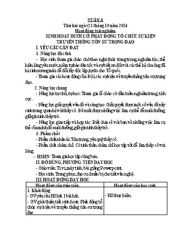 Kế hoạch bài dạy Lớp 5 - Tuần 8 - Năm học 2024-2025 - Hoàng Xuân Bách