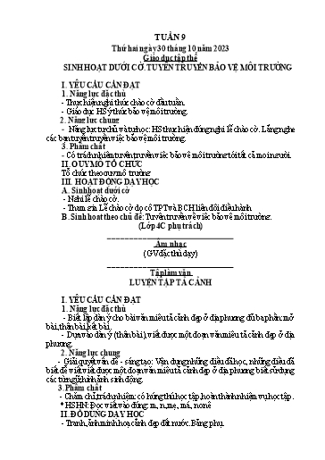 Kế hoạch bài dạy Lớp 5 - Tuần 9 - Năm học 2023-2024 - Hoàng Thị Trang
